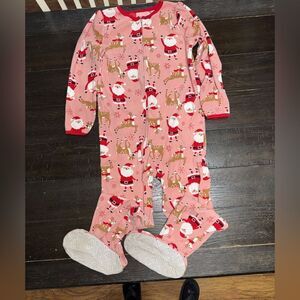 Girls size 10 fleece footed Santa pajamas